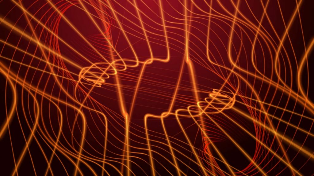 Ligths Video Menue Background Of Bright Orange Electric Lines On A Dark Red Background